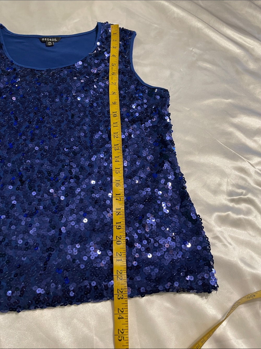 George Women's Royal Blue Sequin Tank Top - Picture 3 of 6